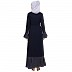 Designer abaya with polka dotted frills- Navy Blue